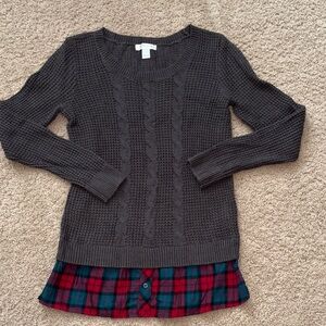 Motherhood Charcoal Sweater with Tartan Detail